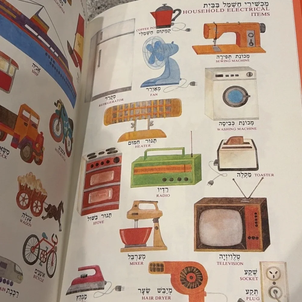 2 Children's Dictionaries Hebrew-English Picture Dictionary Hardcover Vintage
